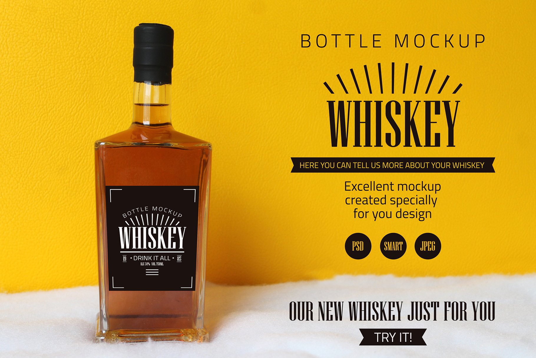 精美的常规威士忌酒瓶样机 Regular Whiskey Bottle Mockup_img_2