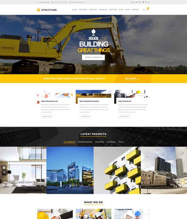 顶级工程建筑类的WordPress网站模板 Structure - Construction WordPress Theme_img_2