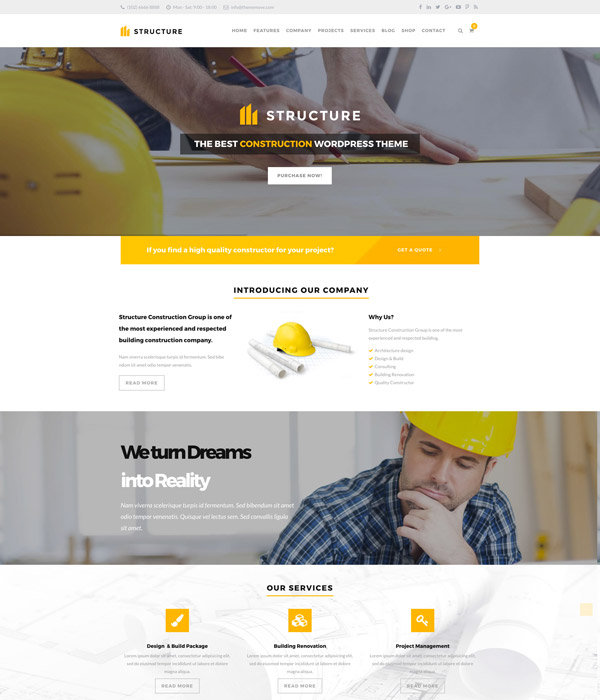 顶级工程建筑类的WordPress网站模板 Structure - Construction WordPress Theme_img_2