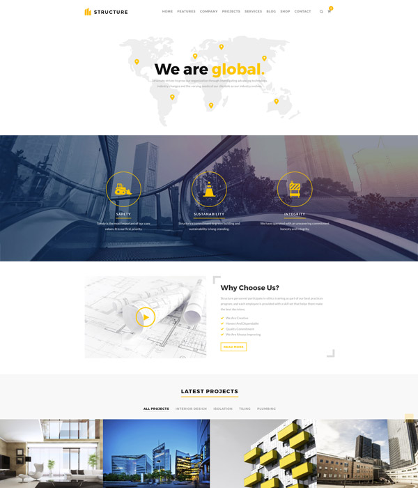 顶级工程建筑类的WordPress网站模板 Structure - Construction WordPress Theme_img_2