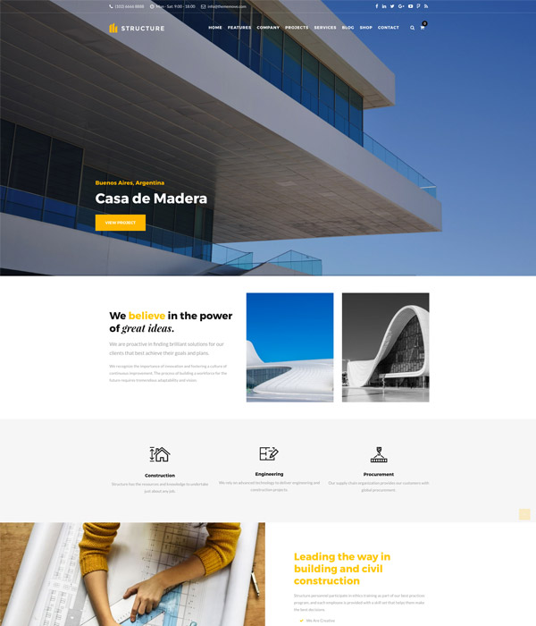 顶级工程建筑类的WordPress网站模板 Structure - Construction WordPress Theme_img_2