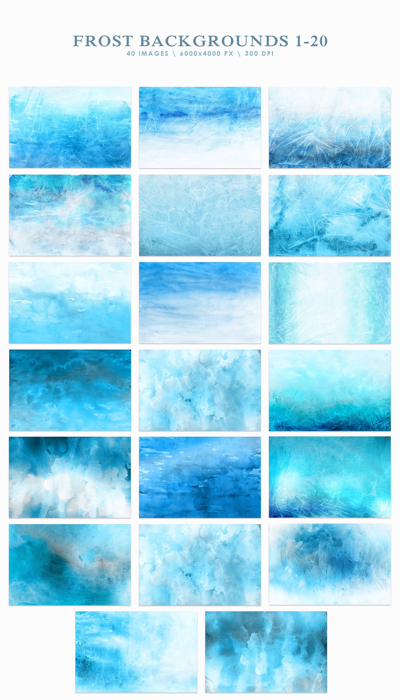 40款自然和现代冬季弗罗斯特水彩背景与纹理 40 Beautiful, Naturally And Modern Winter Frost Watercolor Backgrounds & Textures_img_2