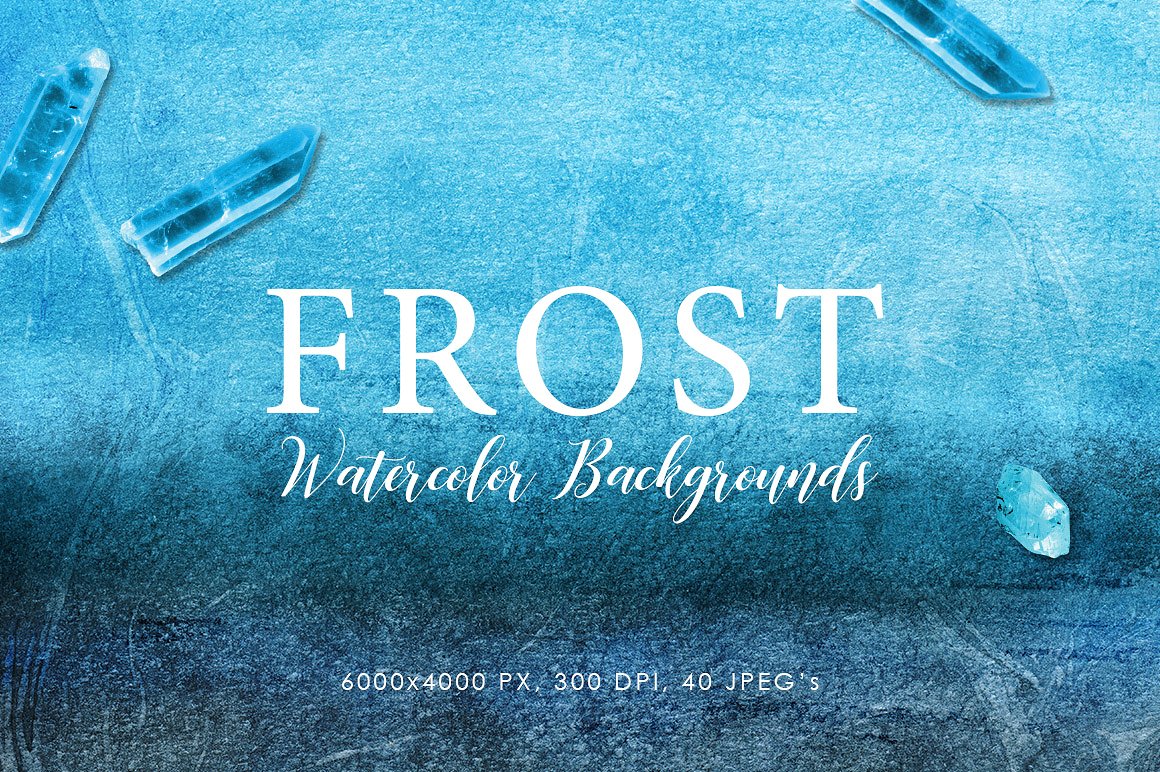 40款自然和现代冬季弗罗斯特水彩背景与纹理 40 Beautiful, Naturally And Modern Winter Frost Watercolor Backgrounds & Textures_img_2