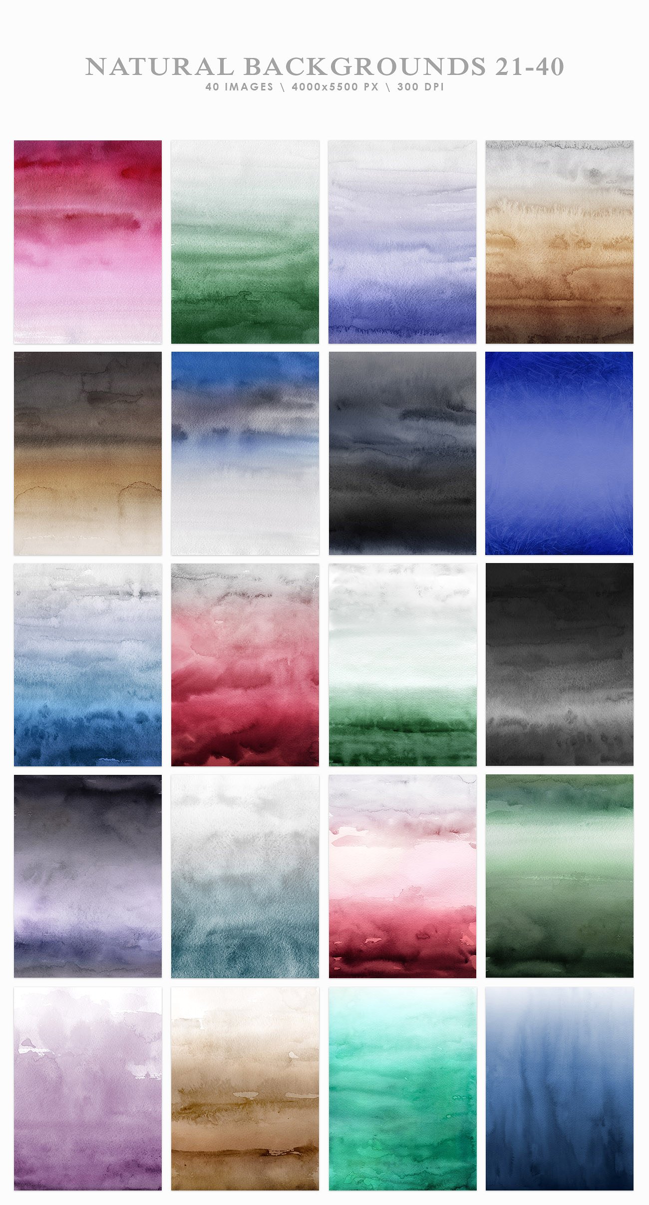 优雅自然的形状和柔和的色彩背景纹理 Natural Watercolor Ombre Backgrounds_img_2