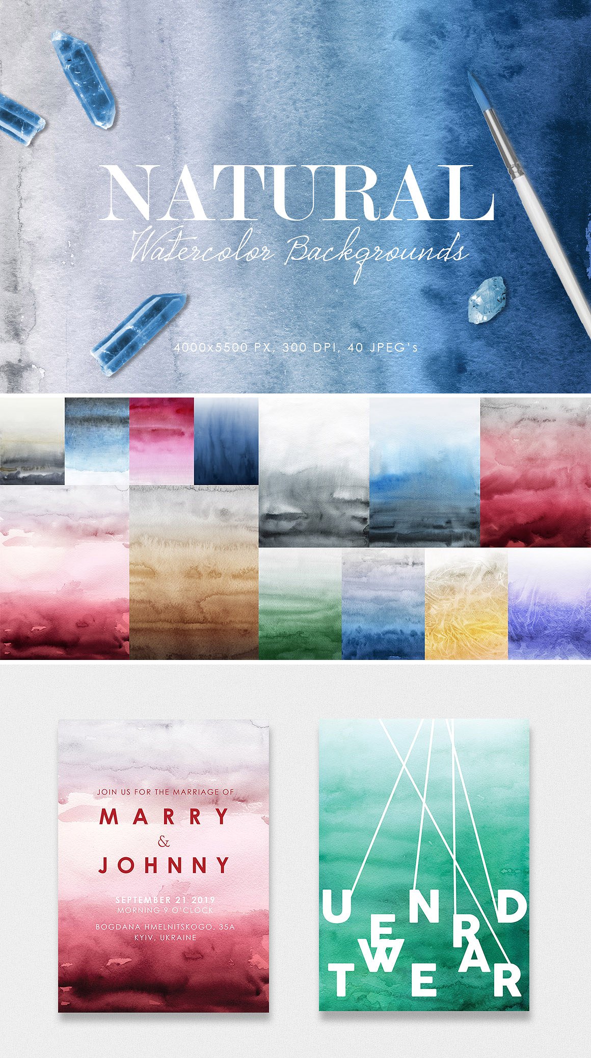 优雅自然的形状和柔和的色彩背景纹理 Natural Watercolor Ombre Backgrounds_img_2