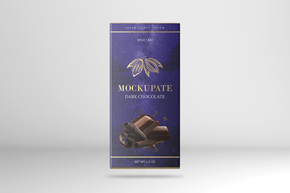 高端巧克力棒包装样机模板 Chocolate Bar Packaging Mockup_img_2