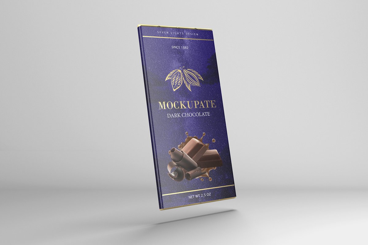 高端巧克力棒包装样机模板 Chocolate Bar Packaging Mockup_img_2