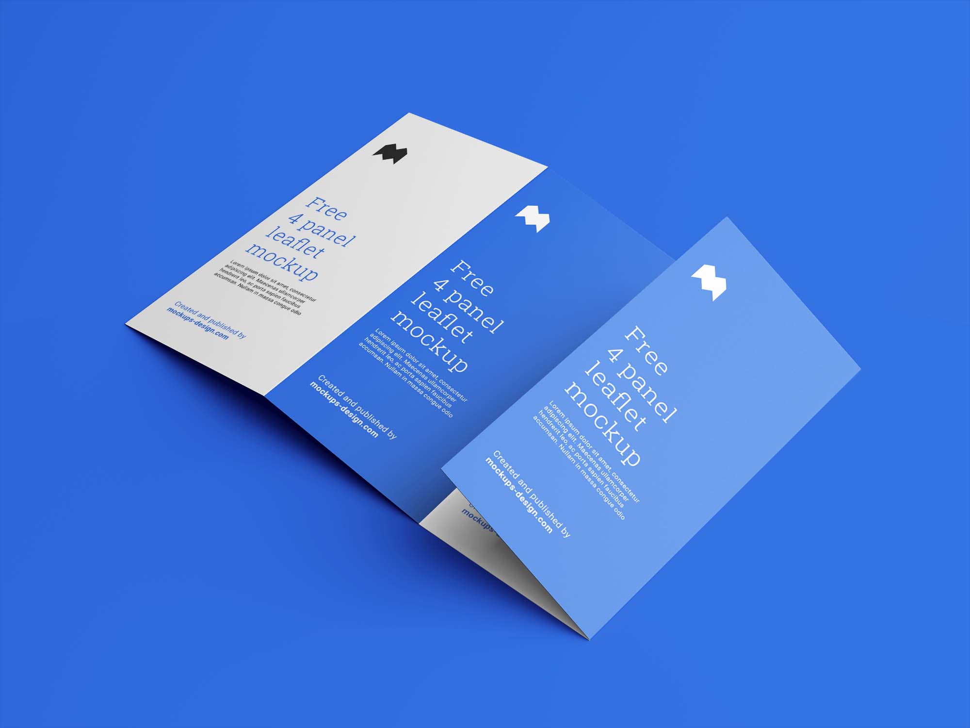 蓝色系简约的3折传单样机 Blue Minimalist 3 Fold Flyer Prototype_img_2