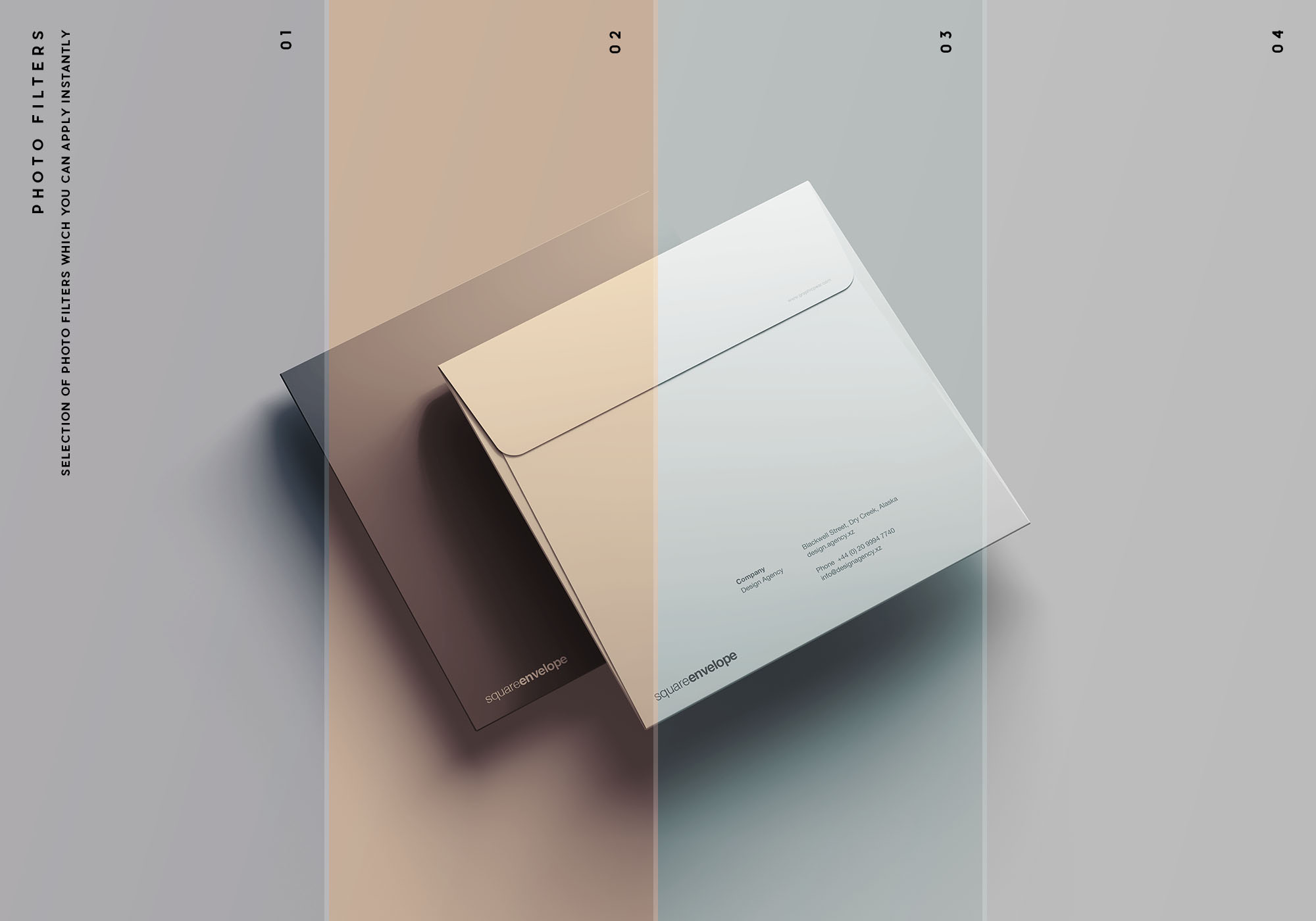 7个角度的品牌信封样机 7 Square Brand Envelope Mockup_img_2