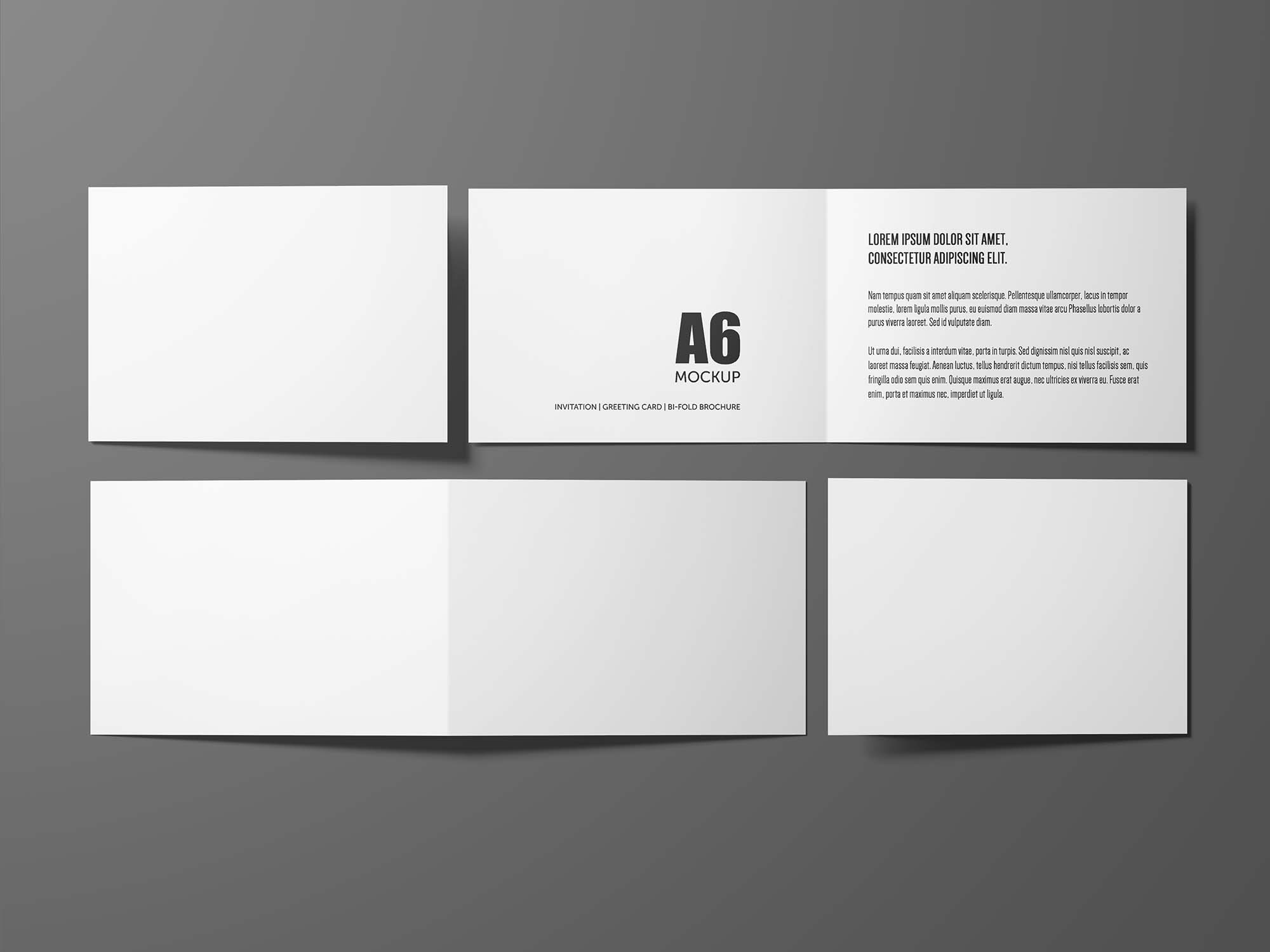 A6折叠门邀请卡样机 A6 Bifold Invitation Card Mockup_img_2