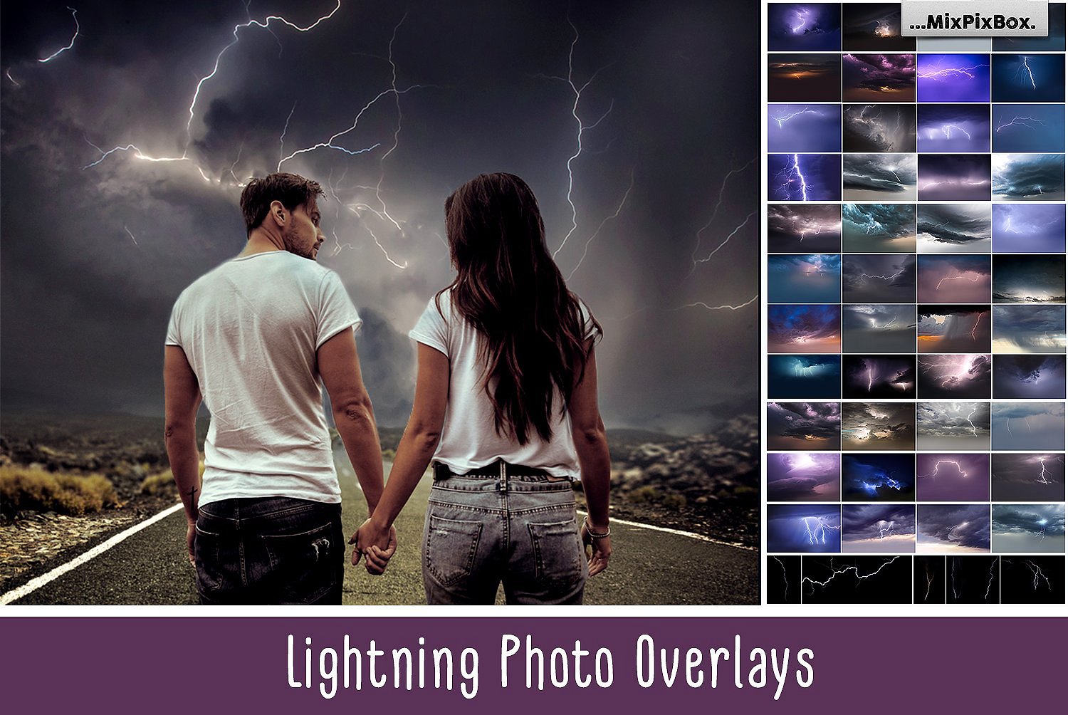 44辉煌的暴风雨闪电叠加的天空纹理 44 Lightning Photo Overlays_img_2