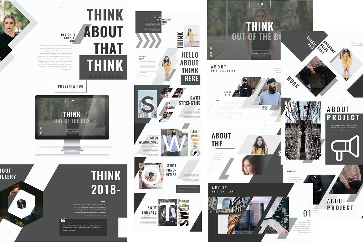 超现代的几何图形企业介绍幻灯片 Think Powerpoint,Keynote and Google Sliders Templates_img_2