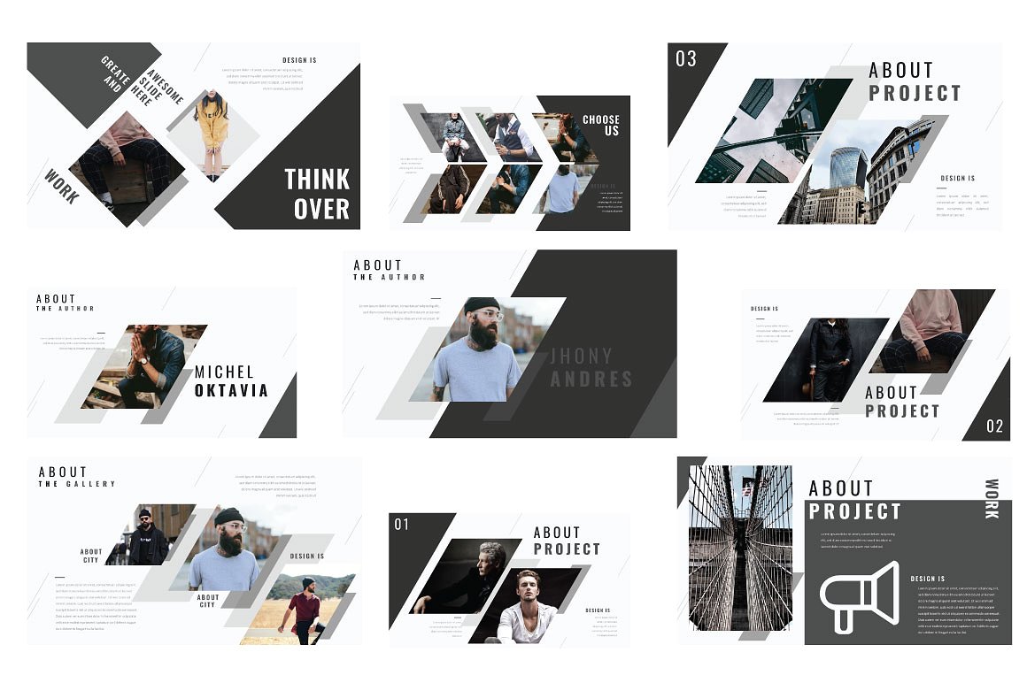 超现代的几何图形企业介绍幻灯片 Think Powerpoint,Keynote and Google Sliders Templates_img_2