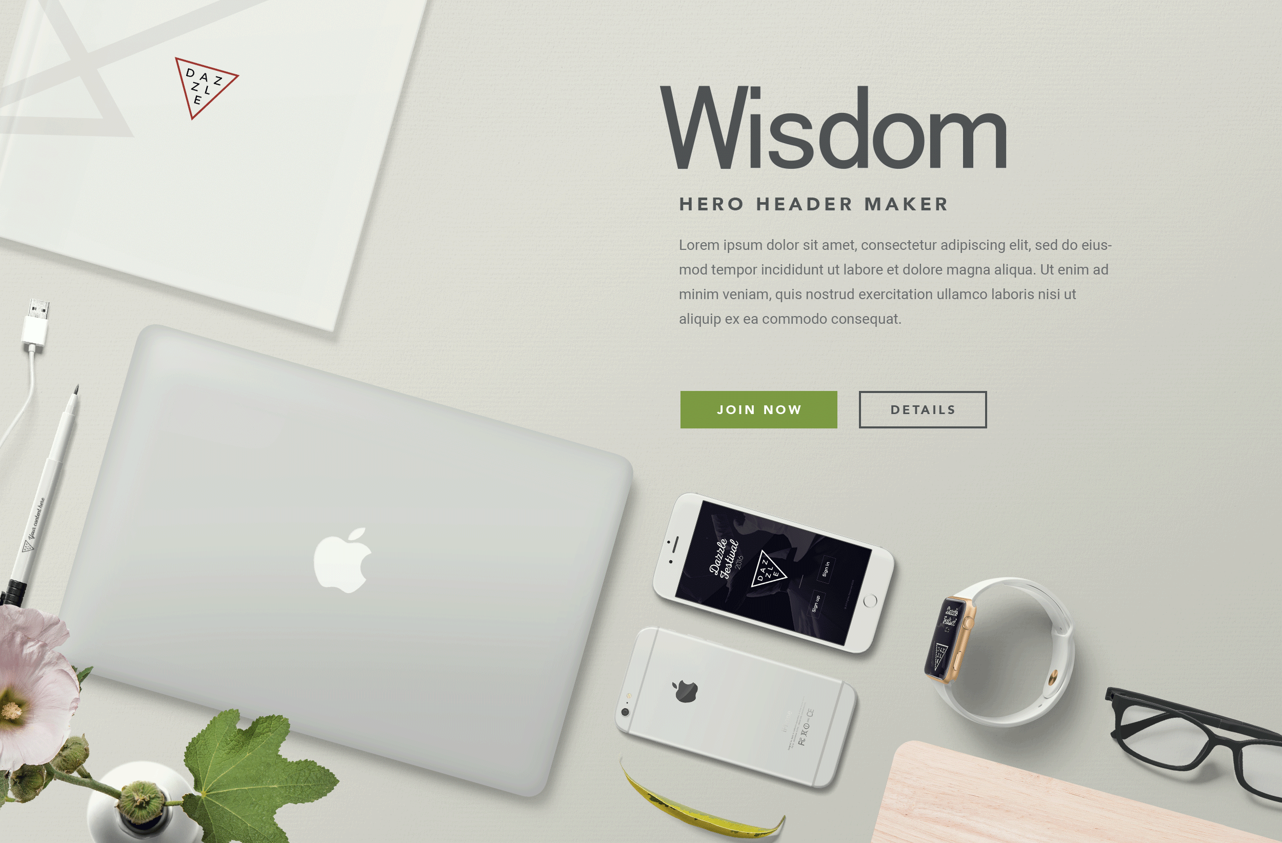 精美的苹果设备顶视图样机展示 Apple Devices Hero Header Mockups_img_2