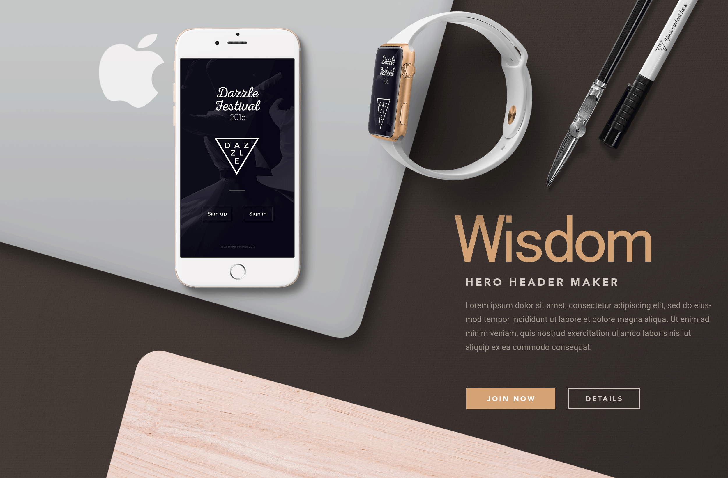 精美的苹果设备顶视图样机展示 Apple Devices Hero Header Mockups_img_2