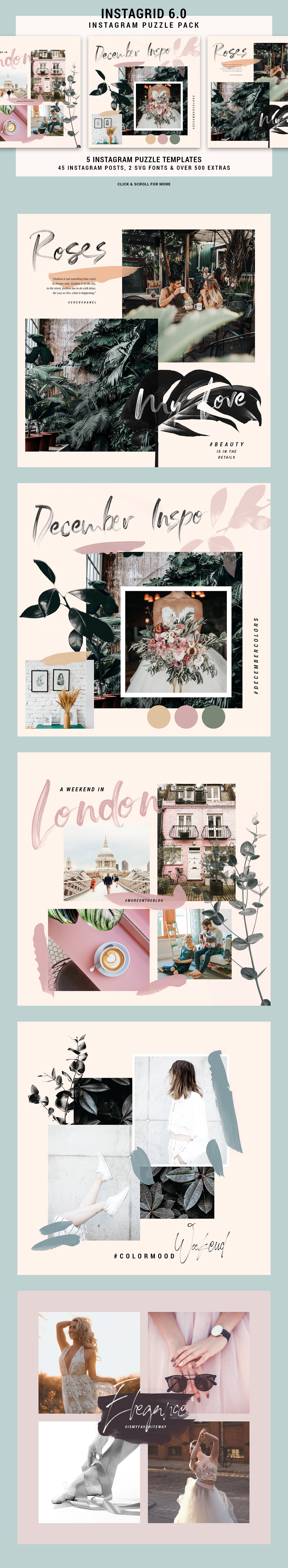 别致有趣的生活照片Instagram拼图模板 InstaGrid 6 - Instagram Puzzle Pack_img_2