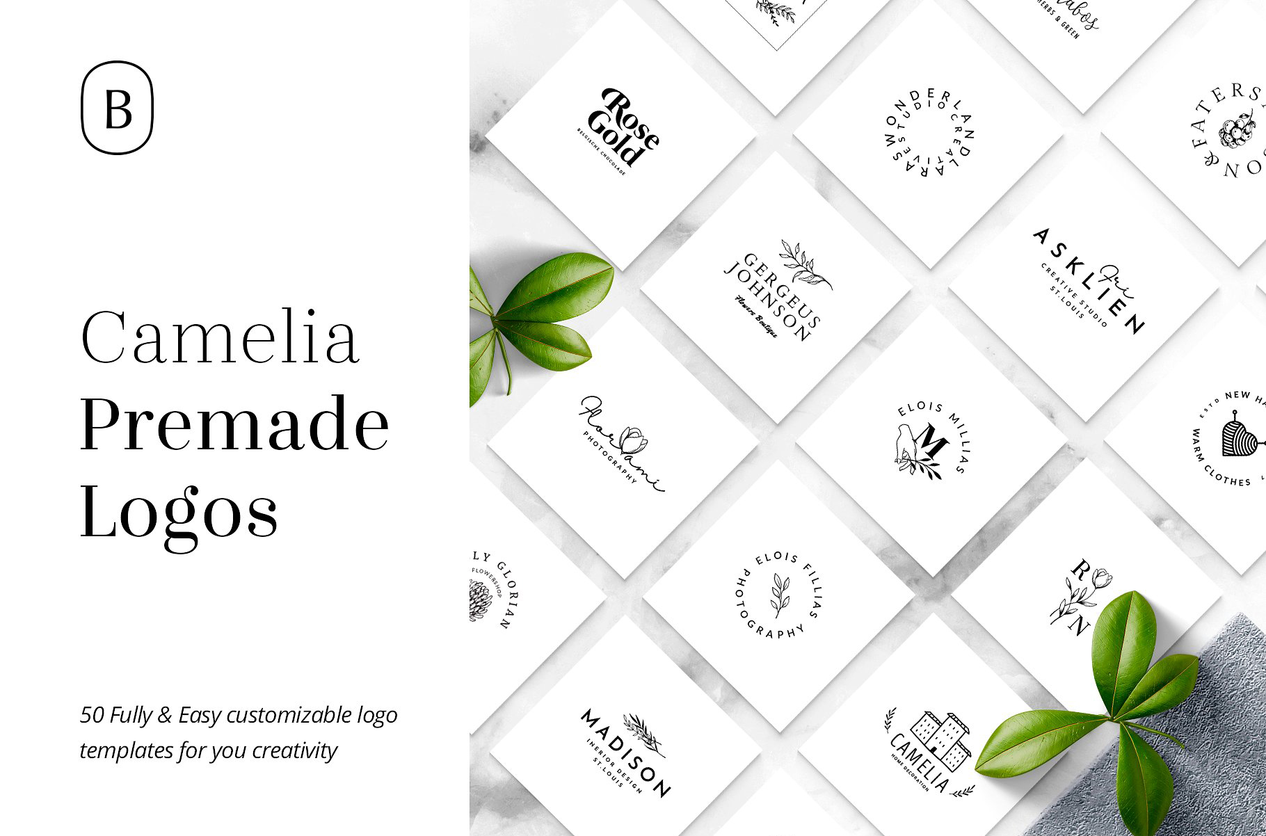 50个以茶花为元素的标志模板 Camelia - 50 Premium Logo Templates_img_2