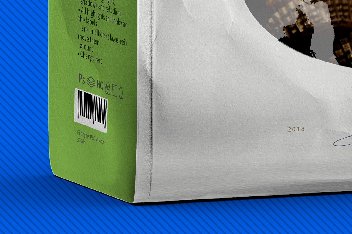 白色食品带窗口纸袋样机 White Paper Bag With Window Mockup_img_2