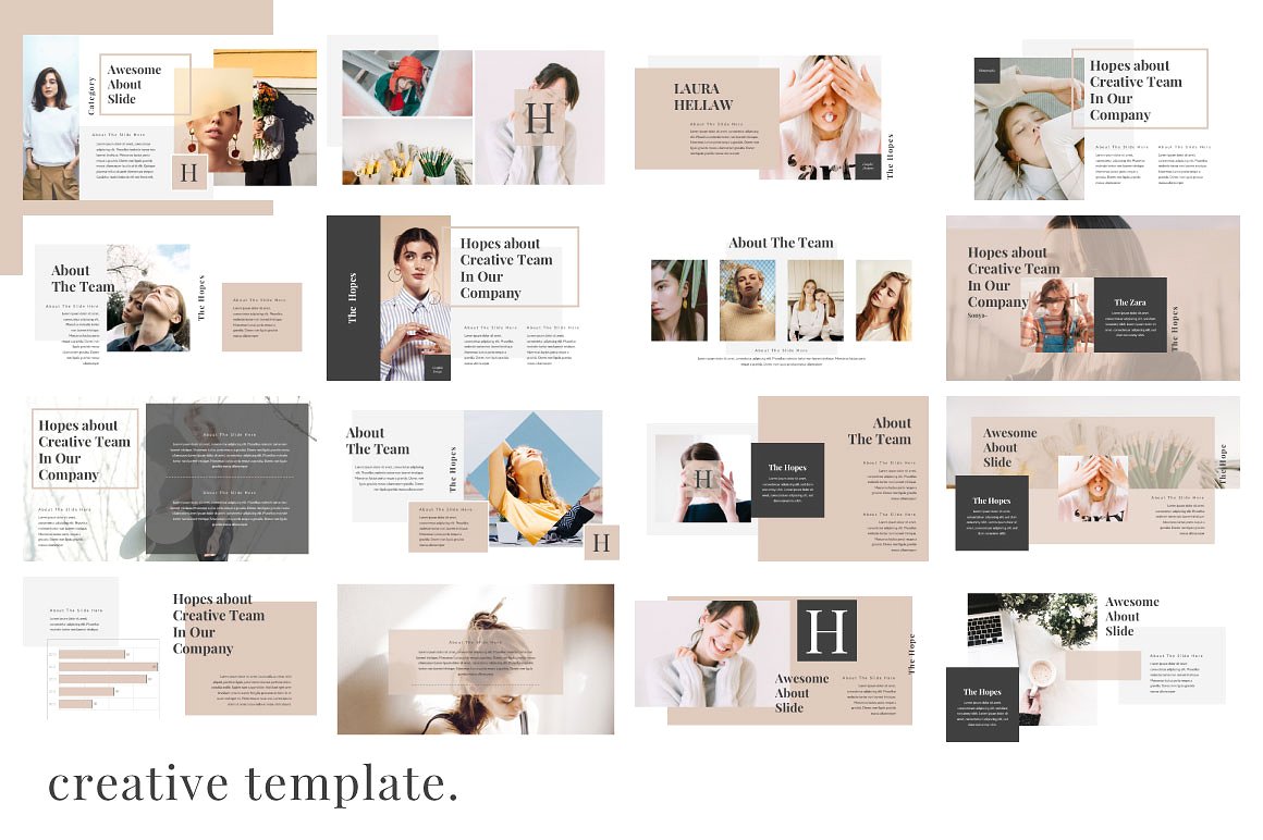 超现代女性时装主题的PPT幻灯片KEYNOTE模板 Hope Presentation and Keynote Template_img_2