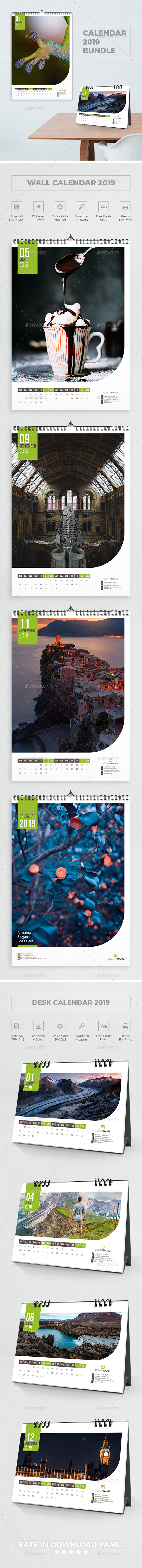 创意与现代日历2019包 Calendar 2019 Bundle 2_img_2