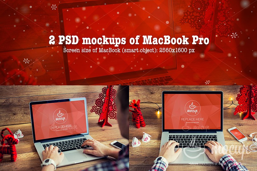 9款圣诞节元素苹果设备的样机 9 PSD Mockups Christmas_img_2