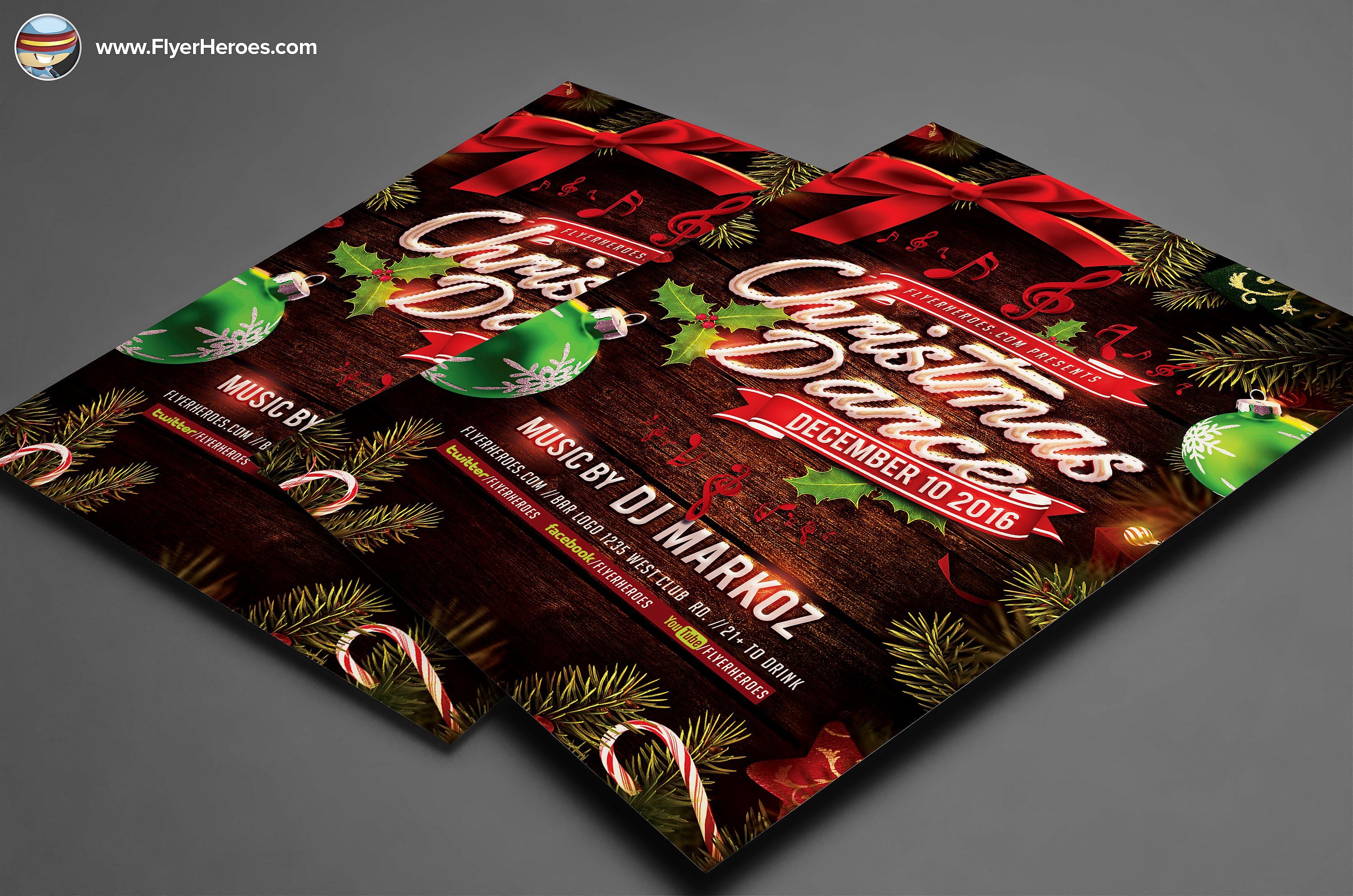 圣诞节舞会传单模板 Christmas Dance Flyer Template_img_2