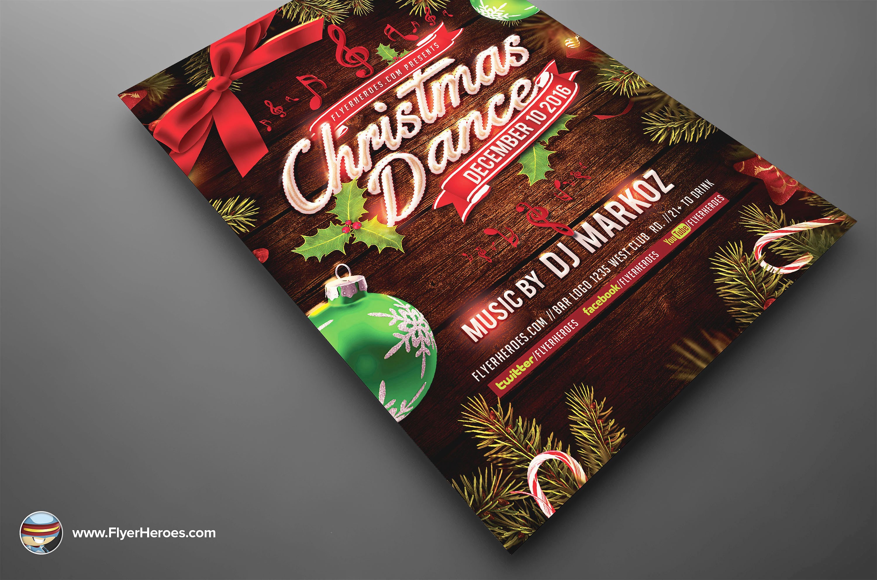 圣诞节舞会传单模板 Christmas Dance Flyer Template_img_2