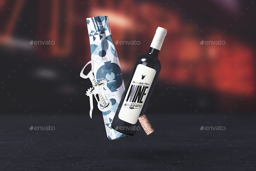 酒瓶包装实物模型 Wine Bottle Wrapping Mockup_img_2