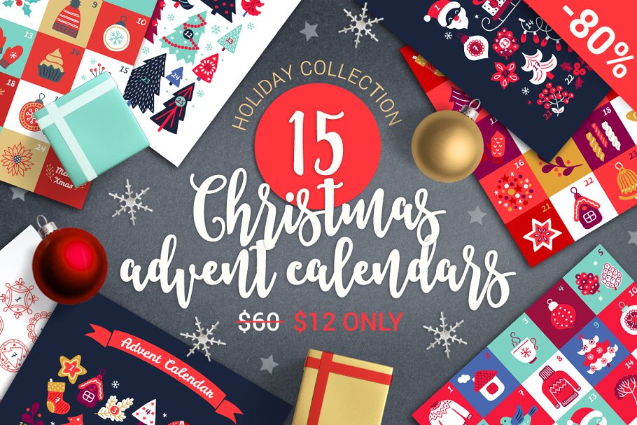 15圣诞节元素日历图案合集 15 Advent Calendars_img_2