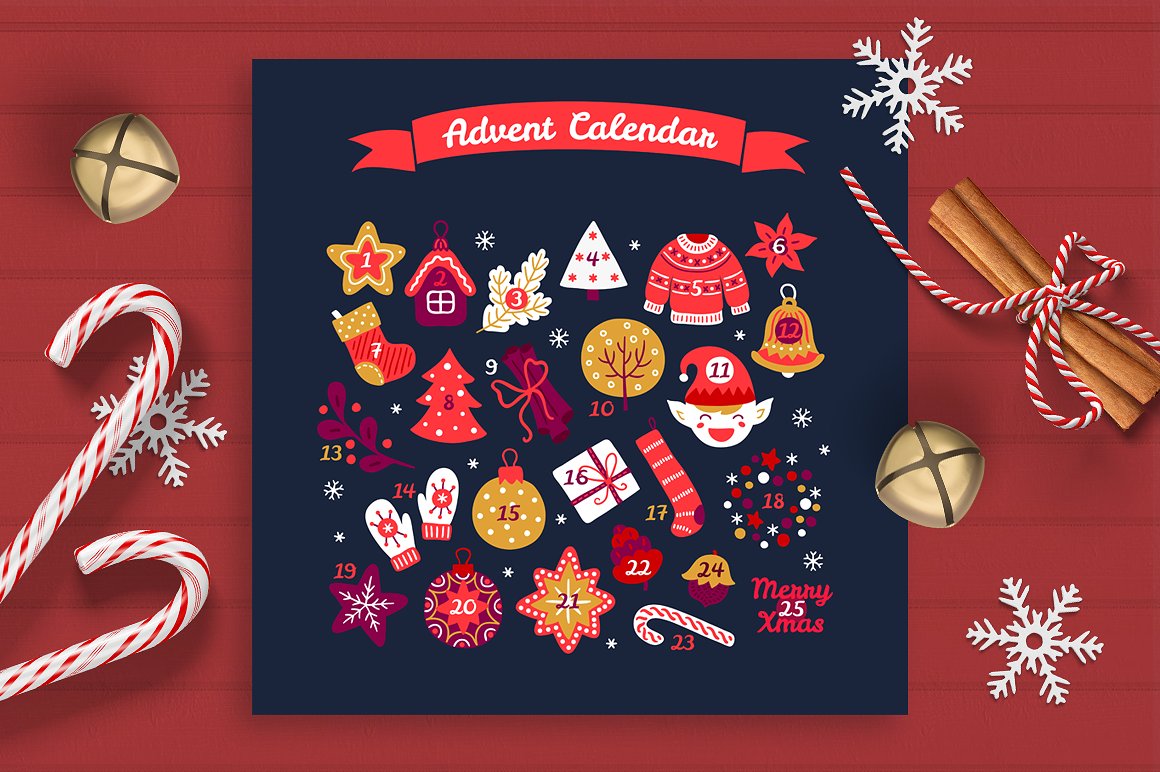 15圣诞节元素日历图案合集 15 Advent Calendars_img_2