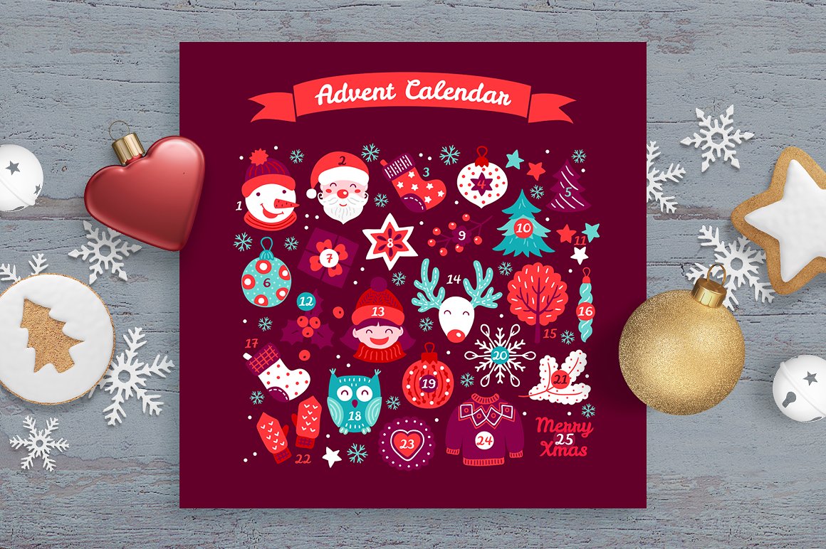 15圣诞节元素日历图案合集 15 Advent Calendars_img_2