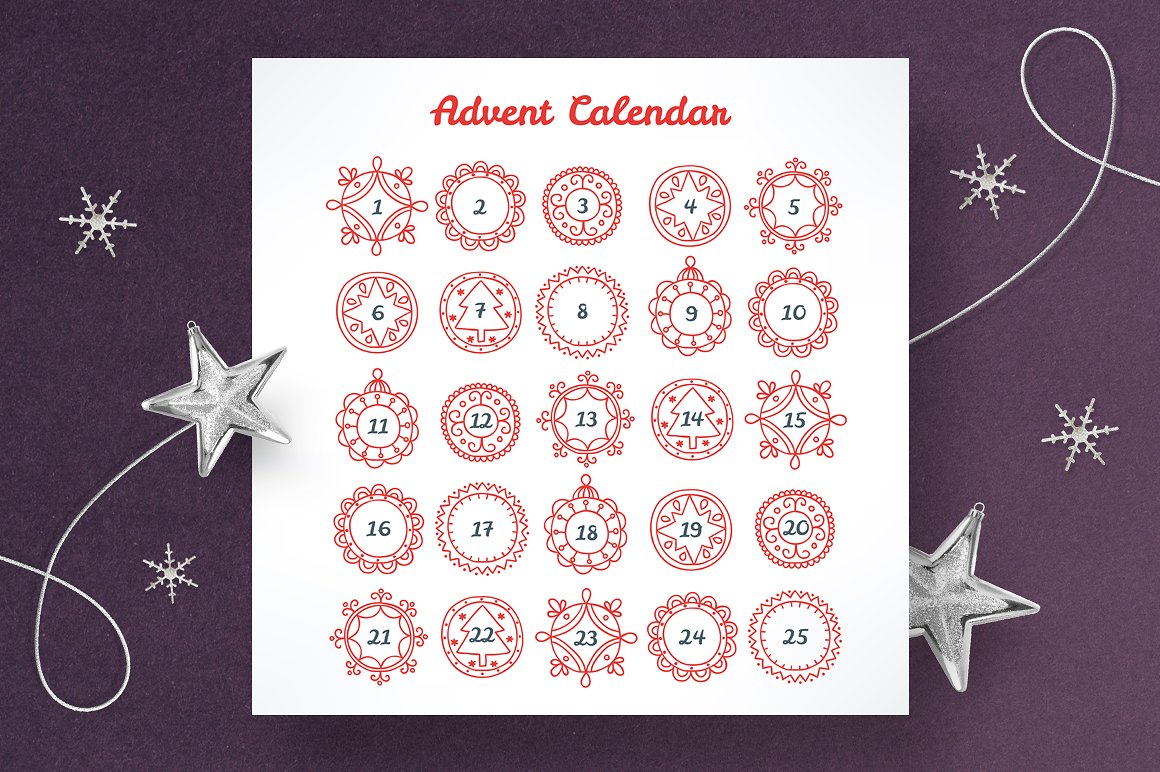 15圣诞节元素日历图案合集 15 Advent Calendars_img_2