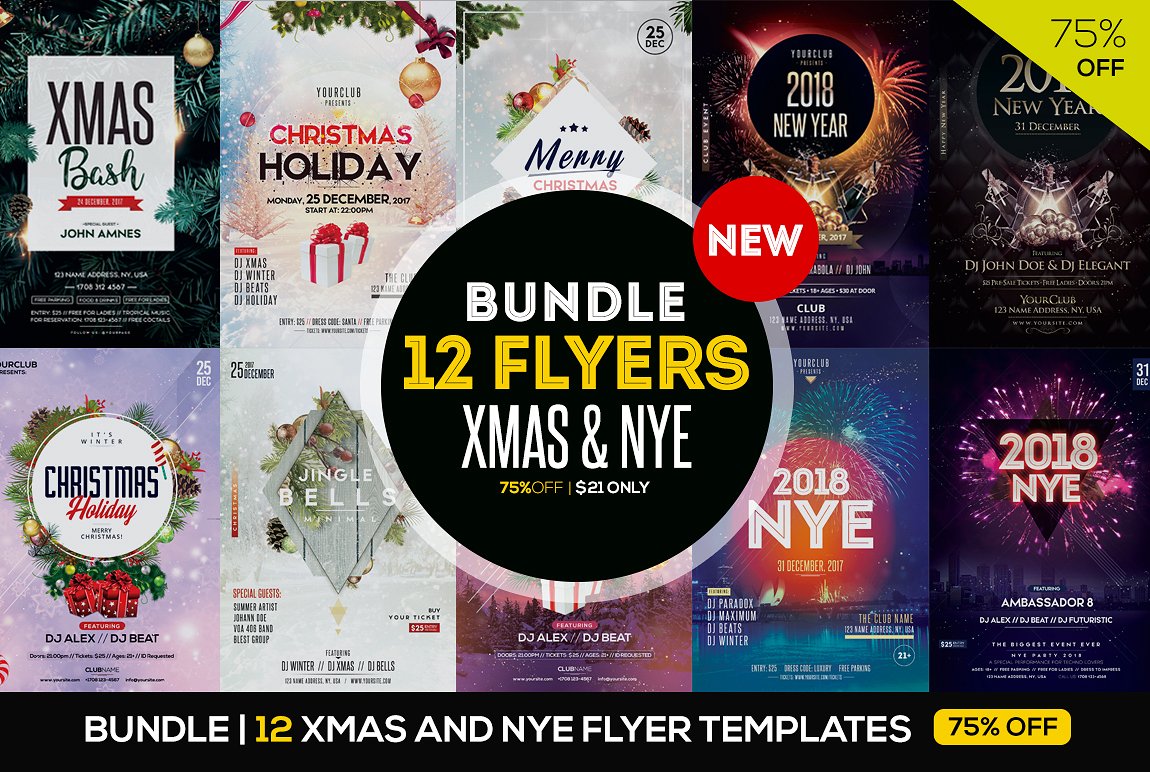 12款圣诞节冬季促销单页模板 BUNDLE – 12 XMAS & NYE FLYERS_img_2