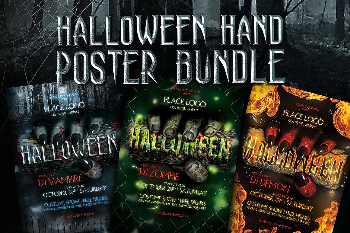 万圣节手绘海报模板 Halloween Hand Poster Templates_img_2