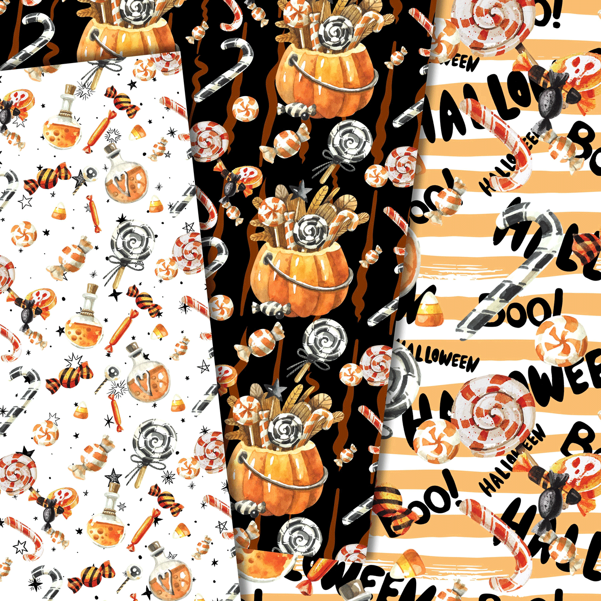 手绘万圣节糖果纸南瓜灯PNG图案合集 Hand Drawn Halloween Candy Paper Pattern Collection_img_2