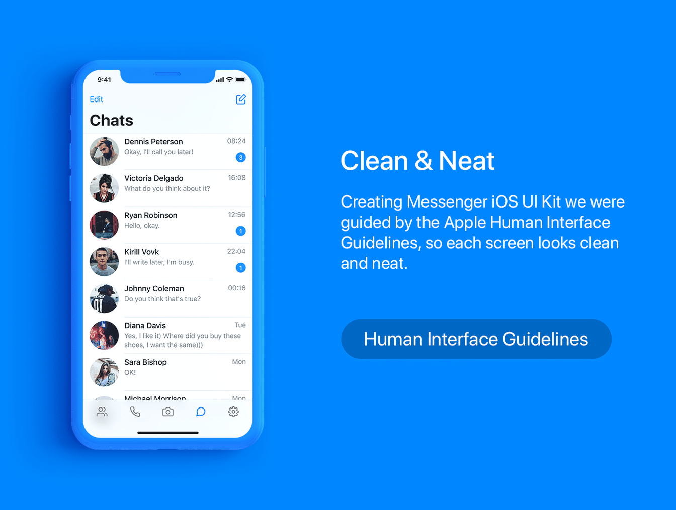 简洁漂亮的信息交流UI工具包 Messenger iOS UI Kit_img_2