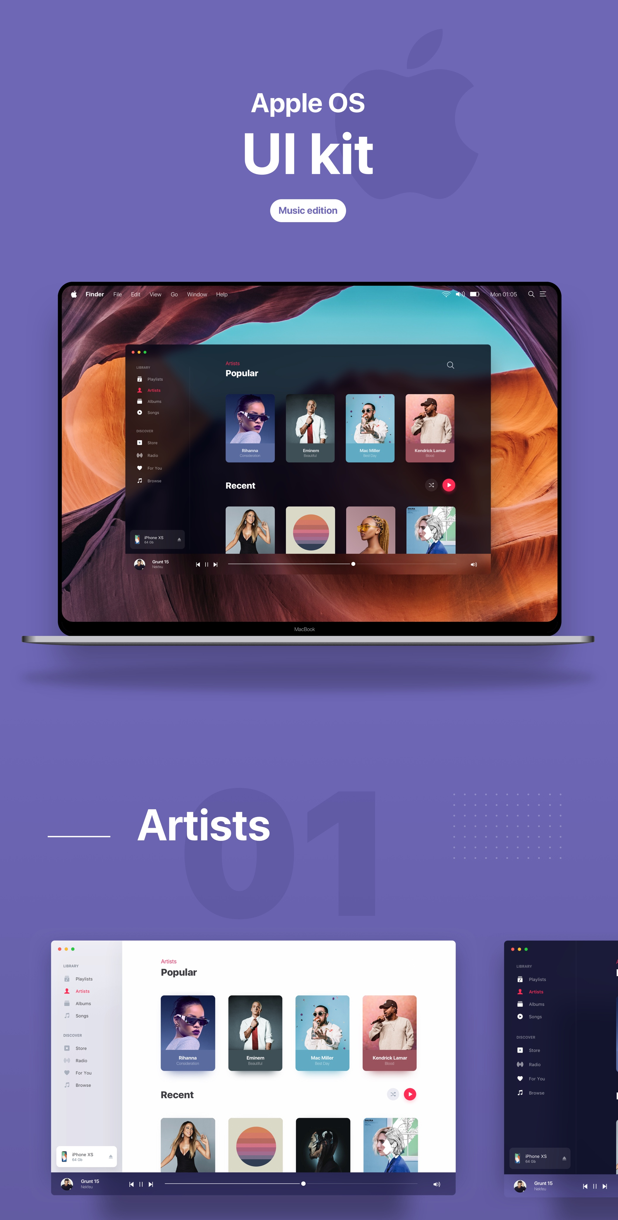 苹果系统音乐产品APP UI工具包 Music OS Future UI Kit_img_2