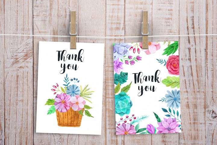 手绘水彩花卉剪贴画合集 Hand Drawn Watercolor Floral Clip Art Collection_img_2