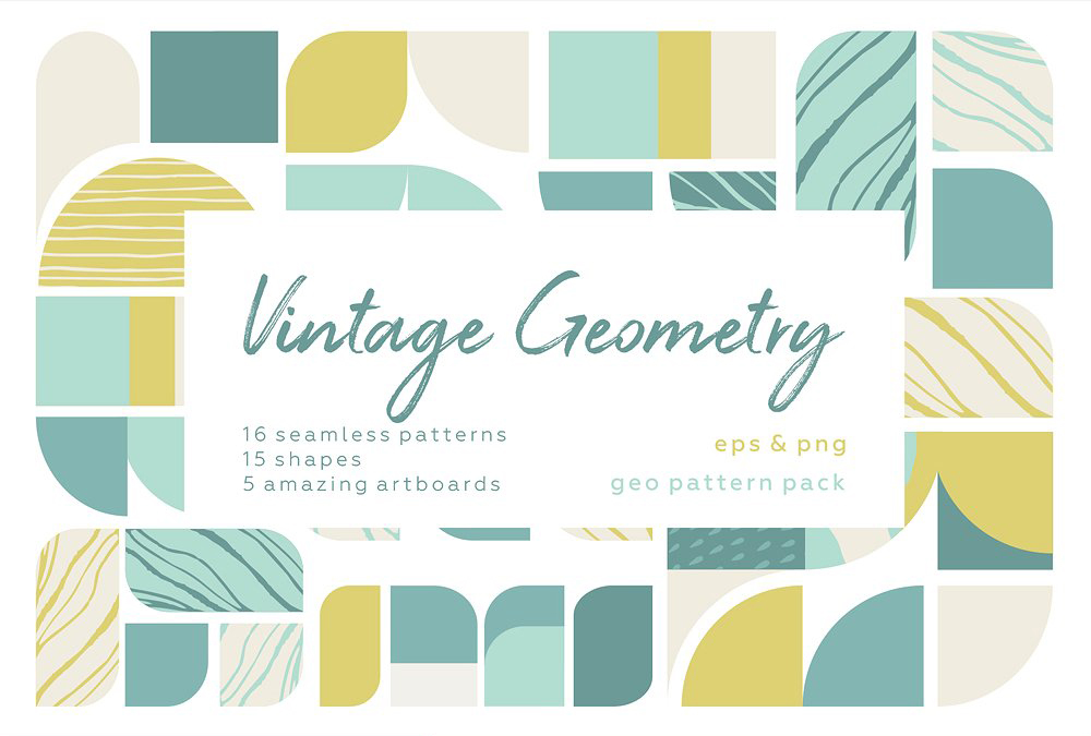 复古和优雅的矢量几何图案合集 Vintage Geometry Patterns Collection_img_2
