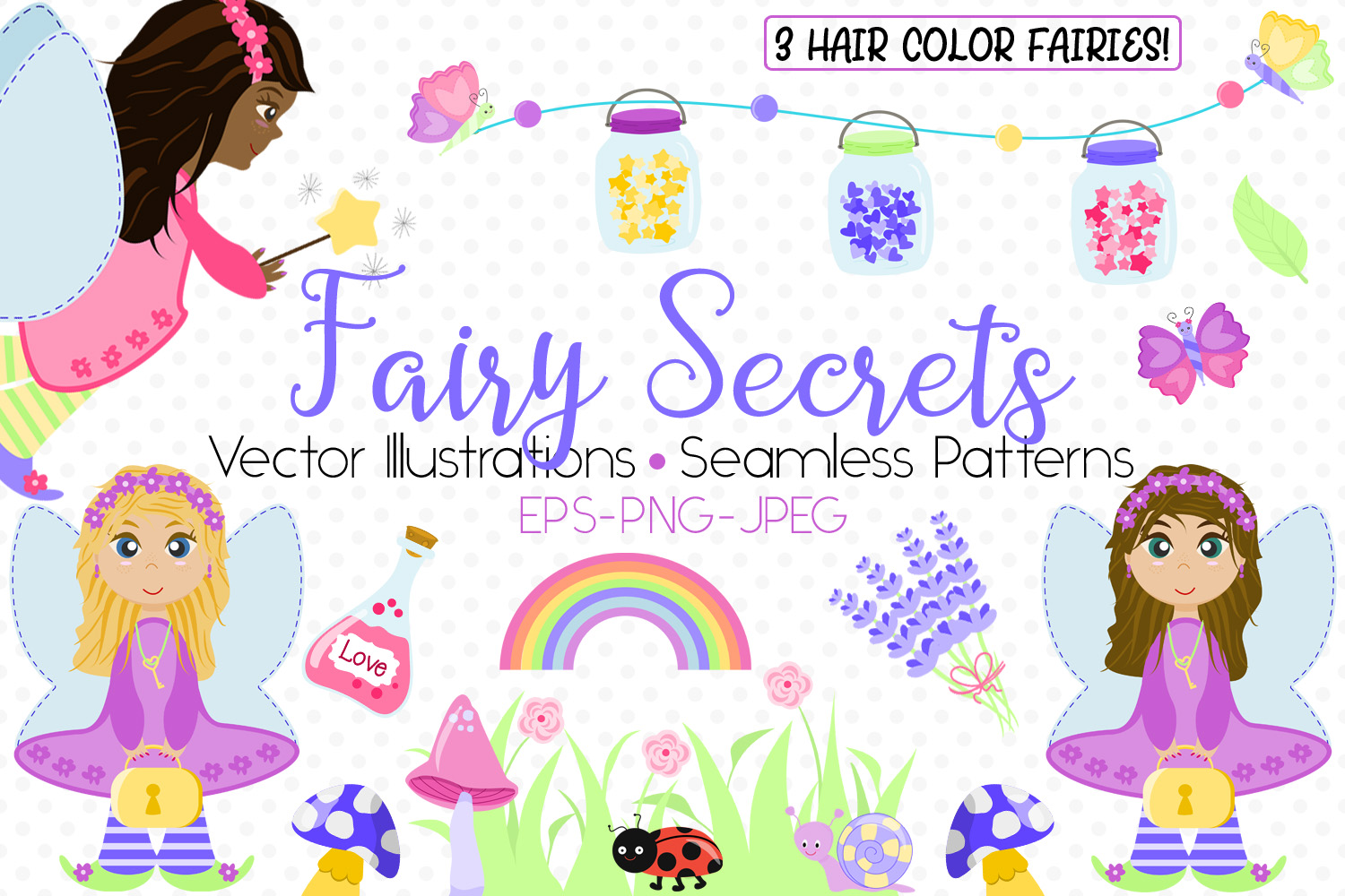 手绘神秘童话图形和模式 Fairy Secrets Graphics and Patterns_img_2