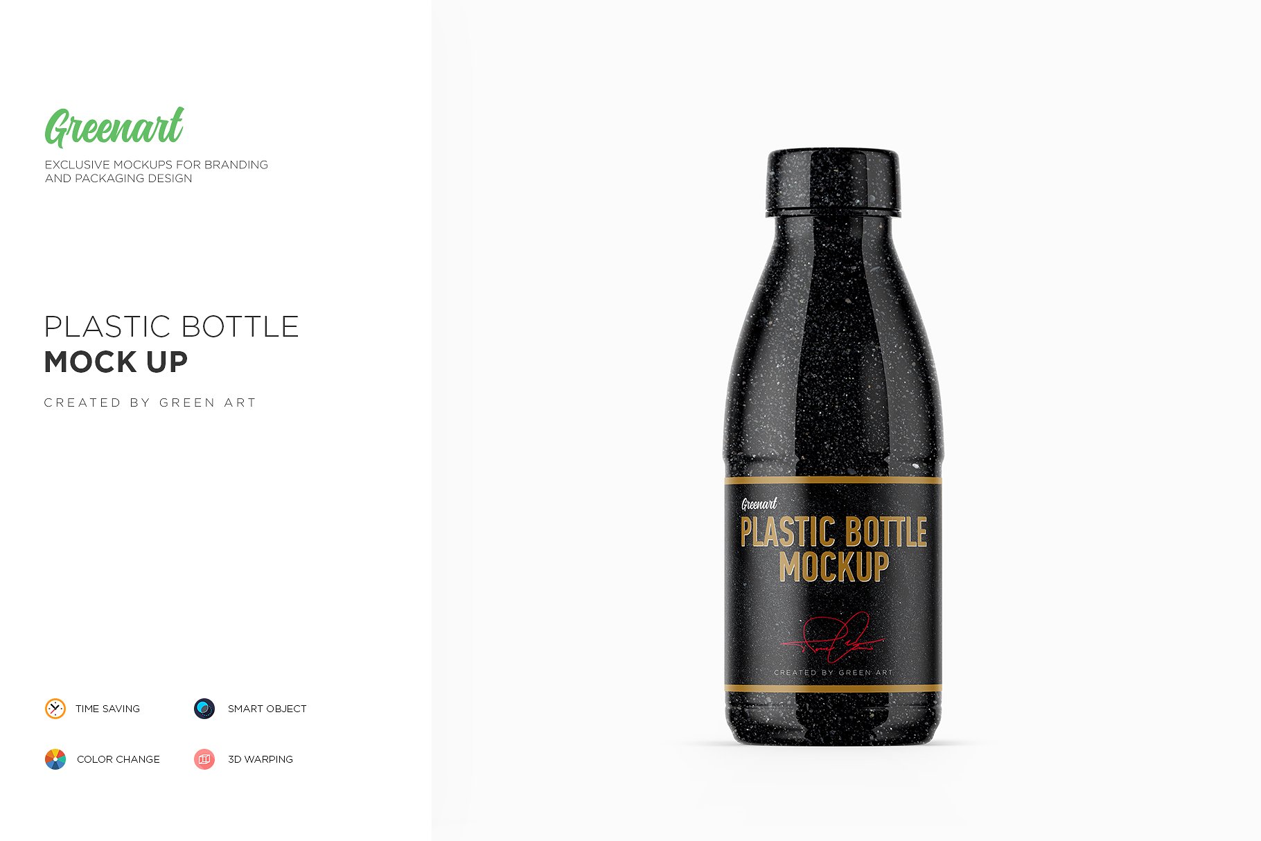 光泽的塑料瓶牛奶样机 Glossy Plastic Dairy Bottle Mockup_img_2