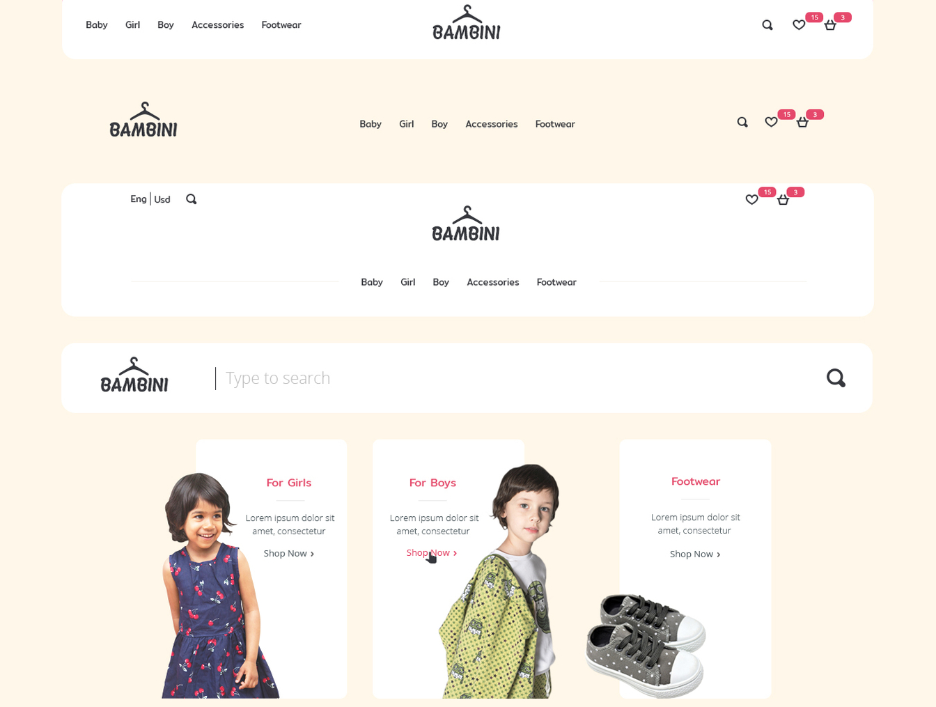 儿童和青少年服装Web UI套件 Bambini Web UI Kit_img_2