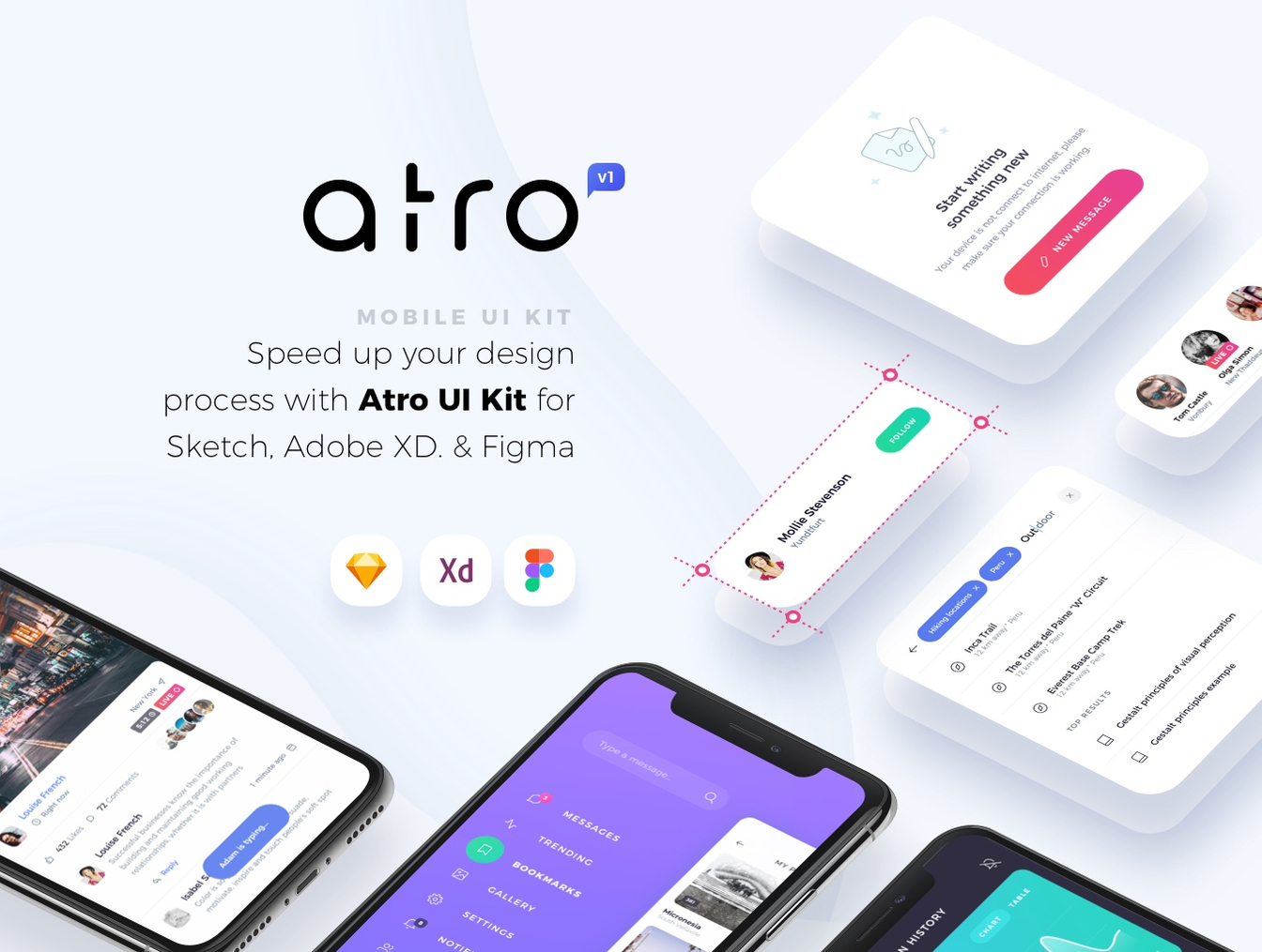 炫酷的社交媒体手机APP UI工具包 Atro Mobile UI Kit_img_2