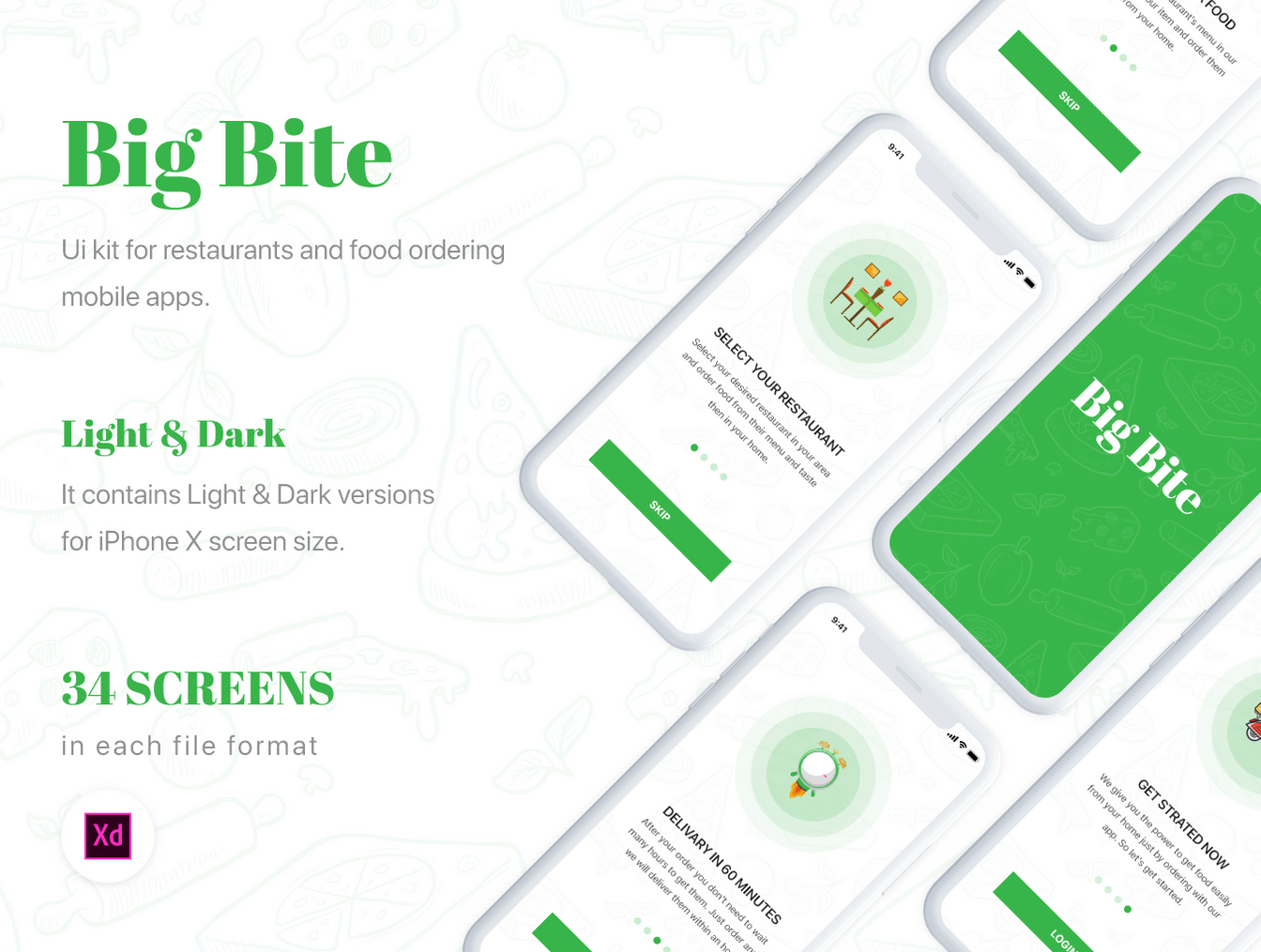 绿色外卖订餐APP UI工具包 Big Bite iOS UI Kit_img_2