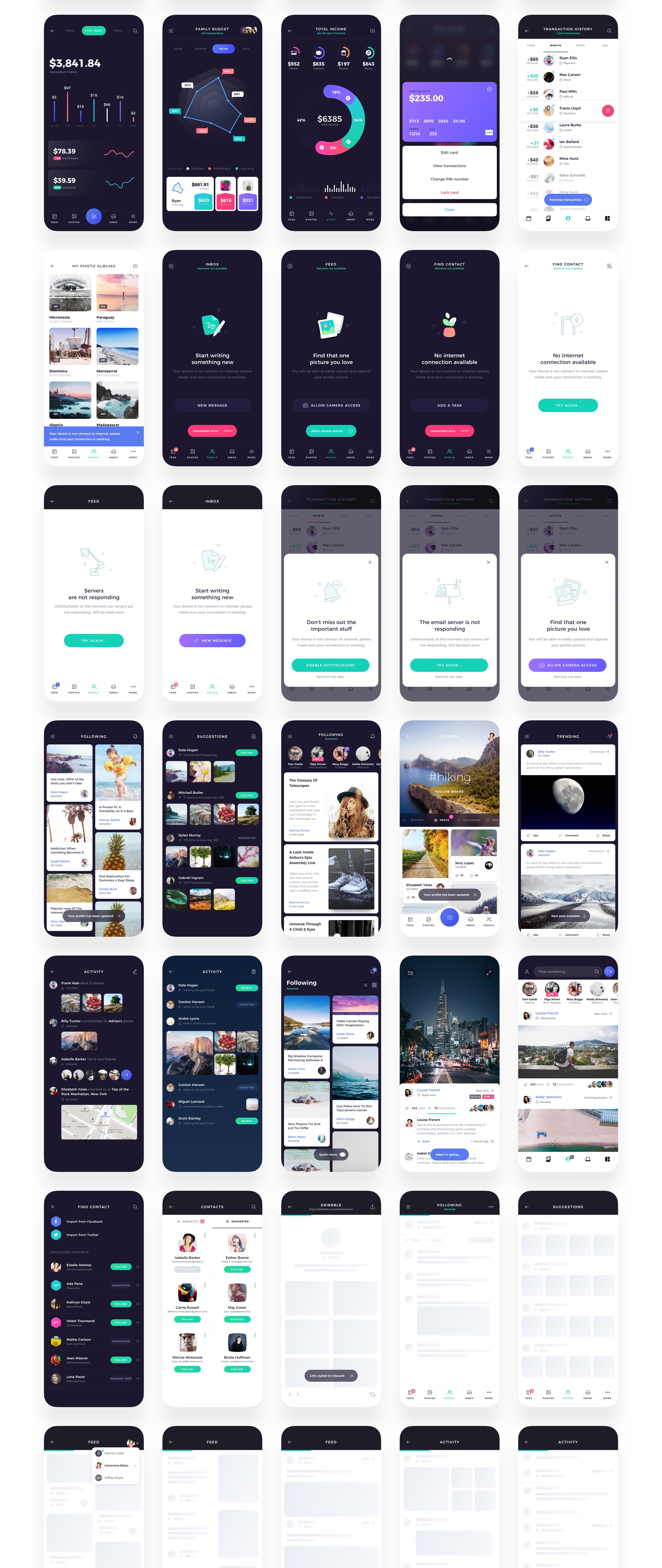 炫酷的社交媒体手机APP UI工具包 Atro Mobile UI Kit_img_2