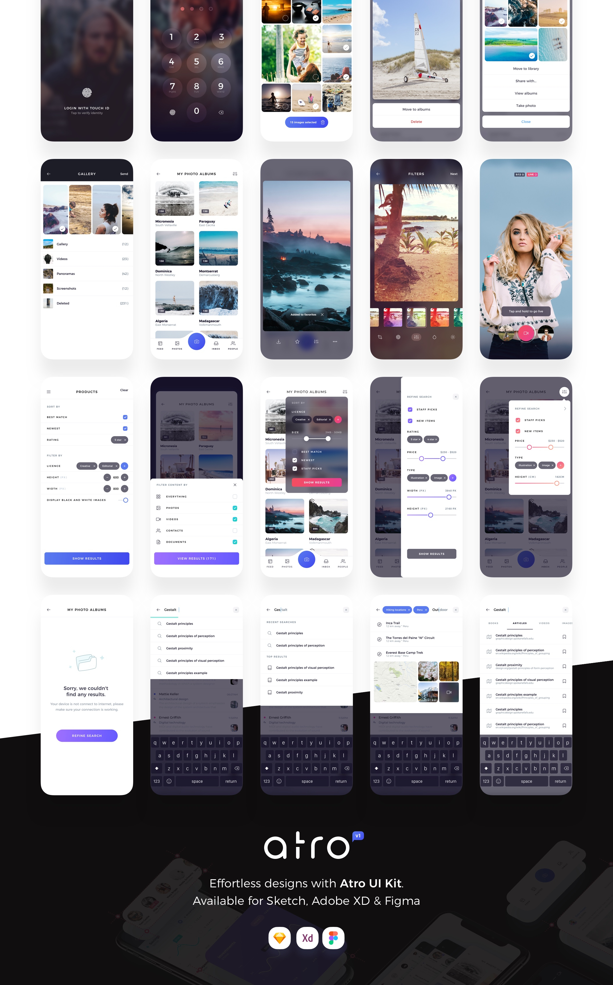 炫酷的社交媒体手机APP UI工具包 Atro Mobile UI Kit_img_2