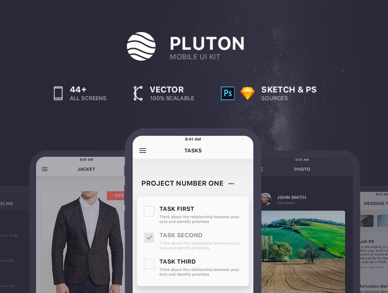 高品质服装电子商务手机UI工具包 Pluton. Mobile UI Kit_img_2