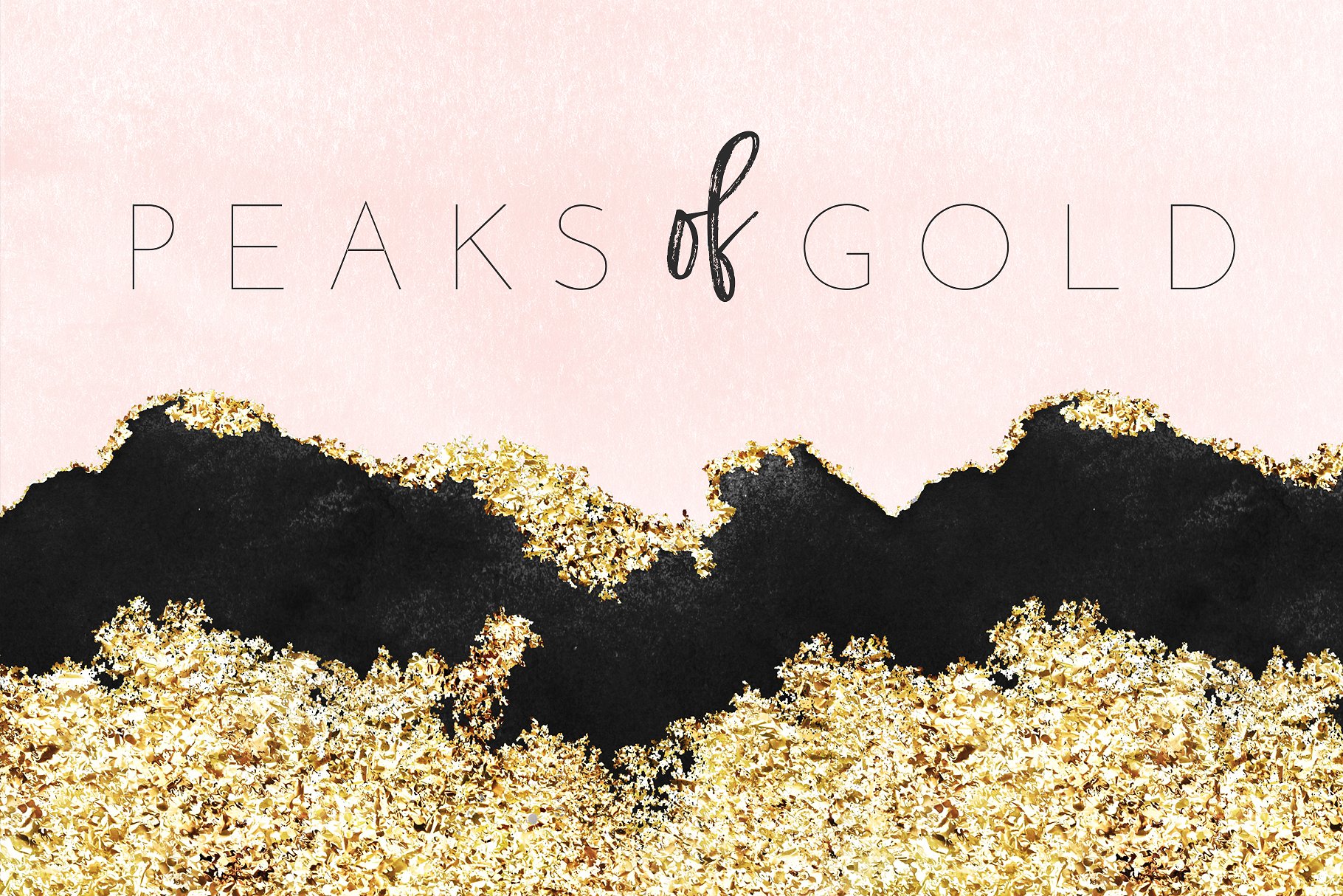 手绘水彩山峰黄金纹理包 Watercolor Texture Ombre Gold Foil_img_2