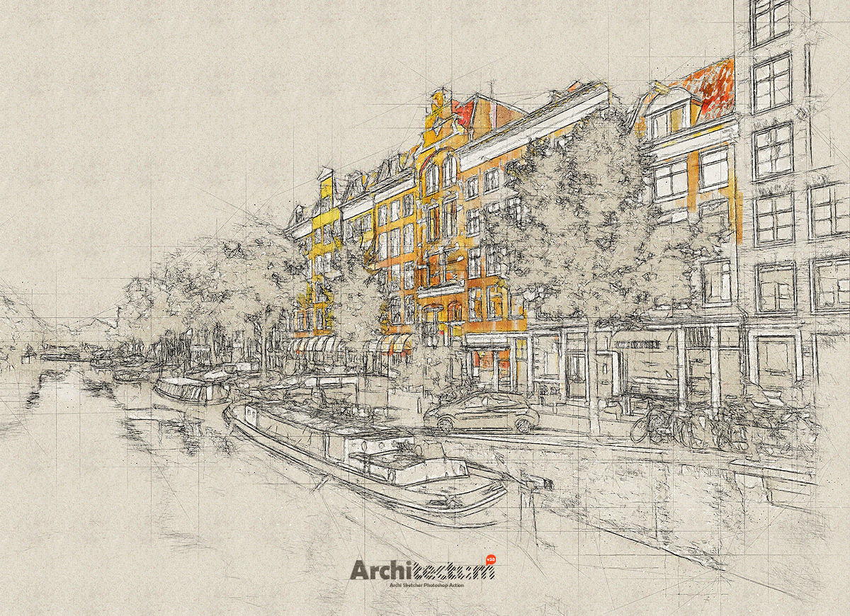 建筑师3 - 高草图Photoshop动作 Architectum 3 - Archi Sketcher Photoshop Action_img_2