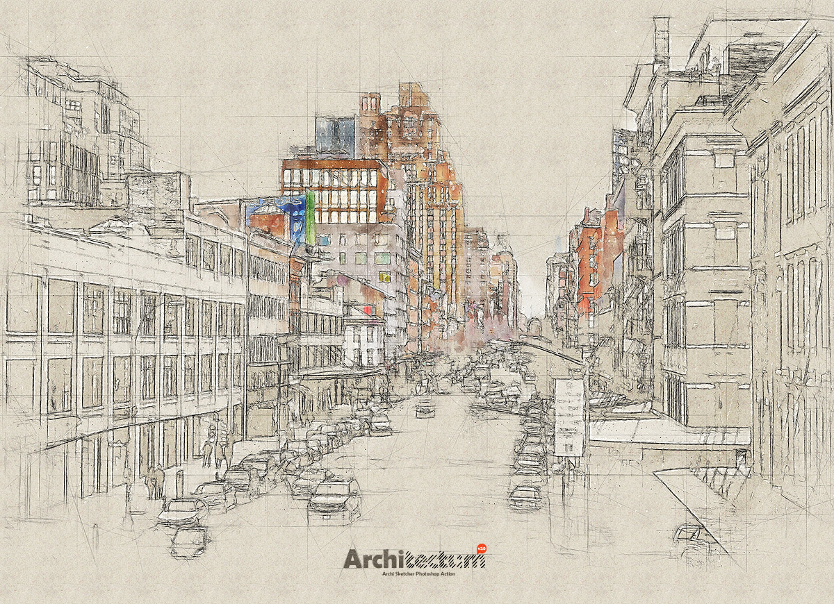 建筑师3 - 高草图Photoshop动作 Architectum 3 - Archi Sketcher Photoshop Action_img_2